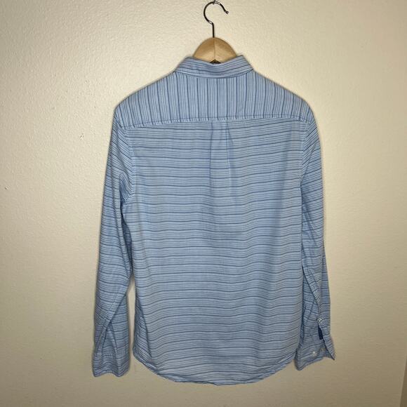 Original Penguin Light Blue Stripe Long Sleeve Woven Button Up Medium - Picture 6 of 9